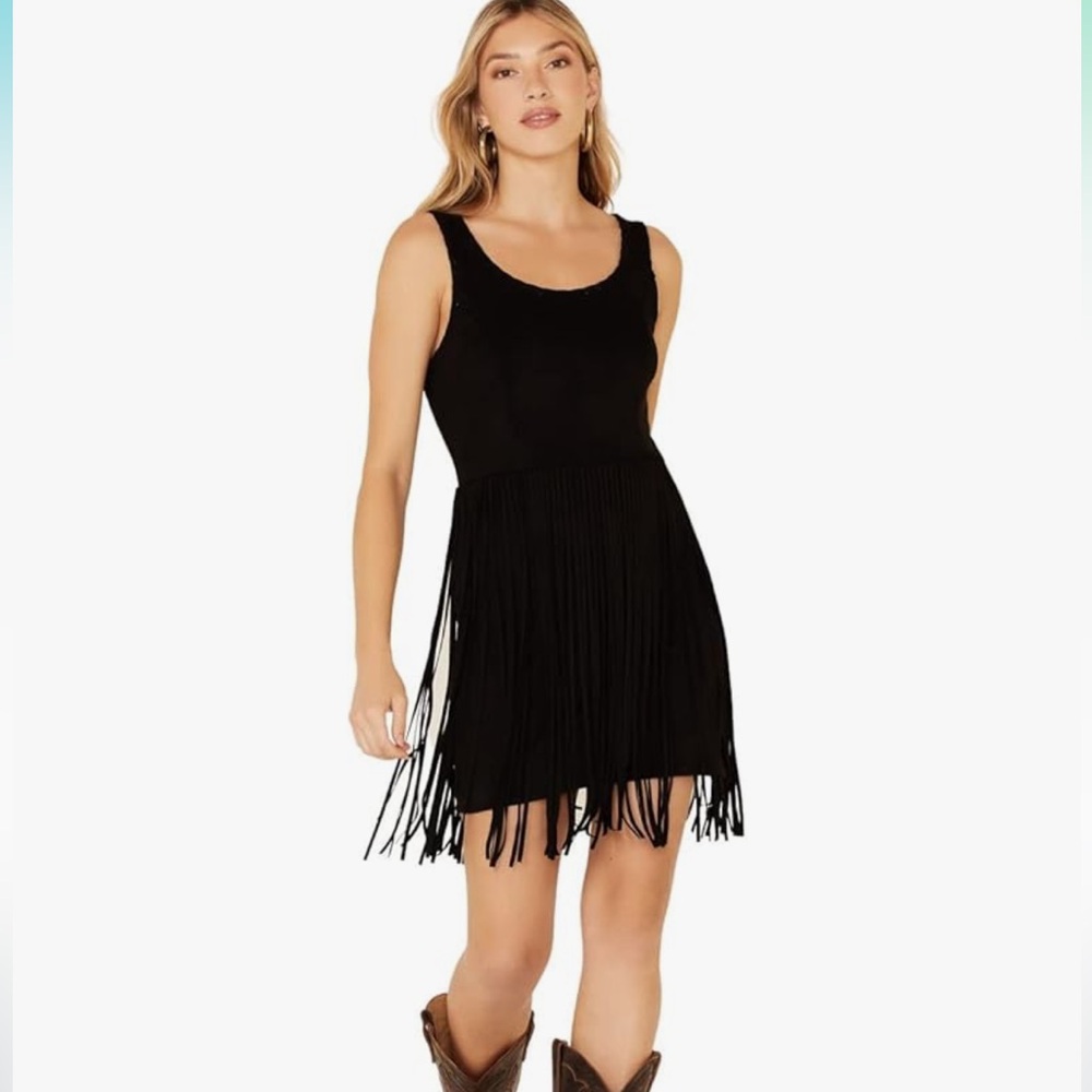IDYLLWIND WOMEN'S LADY LUCK FAUX SUEDE FRINGE DRESS